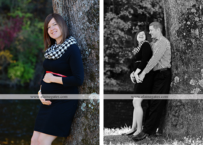 Mechanicsburg Central PA portrait photographer maternity outdoor path trees grass water stream creek kiss holding hands pillow sonogram belly rings jm 2
