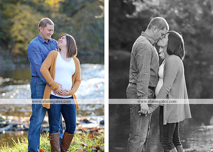 Mechanicsburg Central PA portrait photographer maternity outdoor path trees grass water stream creek kiss holding hands pillow sonogram belly rings jm 7