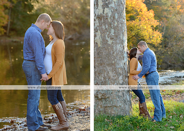 Mechanicsburg Central PA portrait photographer maternity outdoor path trees grass water stream creek kiss holding hands pillow sonogram belly rings jm 8