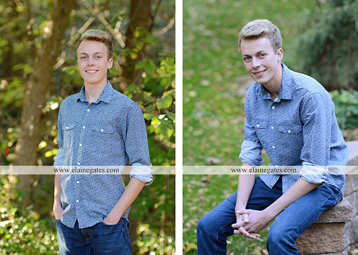 Mechanicsburg Central PA senior portrait photographer outdoor guy male stone wall ivy mums stairs wooden bridge trees grass door leaves path jg 6
