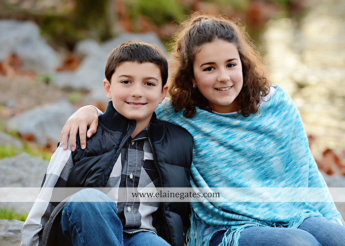 Mechanicsburg Central PA kids children portrait photographer outdoor boy girl brother sister water creek stream covered bridge messiah college leaves rocks wooden beams pittsburgh steelers path lg 1