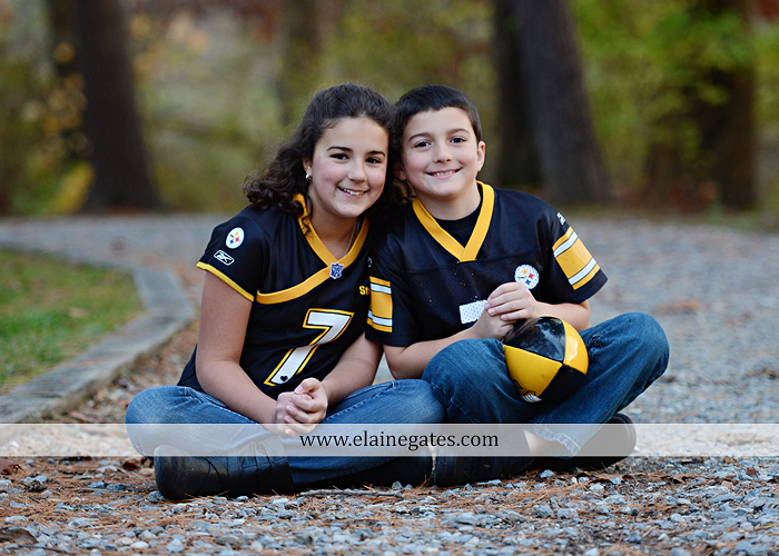 Mechanicsburg Central PA kids children portrait photographer outdoor boy girl brother sister water creek stream covered bridge messiah college leaves rocks wooden beams pittsburgh steelers path lg 8