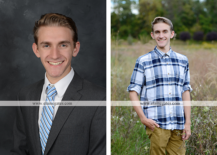 Mechanicsburg Central PA senior portrait photographer outdoor guy male formal trees grass field rustic barn fence pond water bench stump dw 01