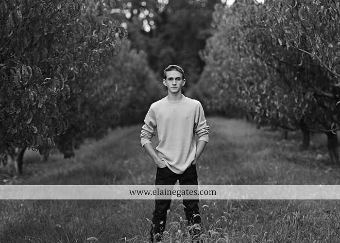 Mechanicsburg Central PA senior portrait photographer outdoor guy male formal trees grass field rustic barn fence pond water bench stump dw 06