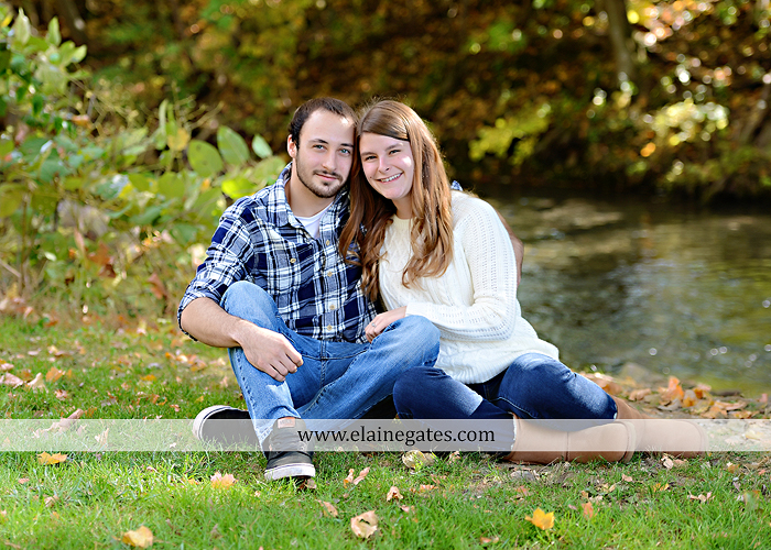 Mechanicsburg Central PA engagement portrait photographer outdoor boiling springs lake water grass trees leaves gazebo ducks ivy stone wall path heart wreath ra 1