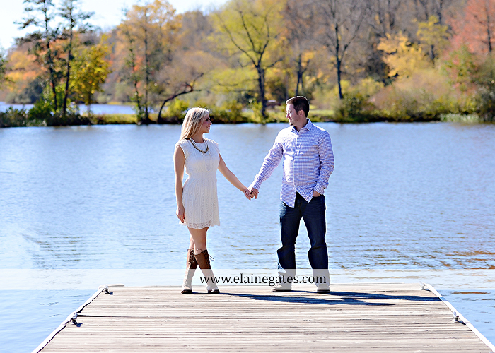 Mechanicsburg Central PA engagement portrait photographer outdoor trees corn field kiss dog dock water pinchot state park canoes ring leaves path grass kt 05
