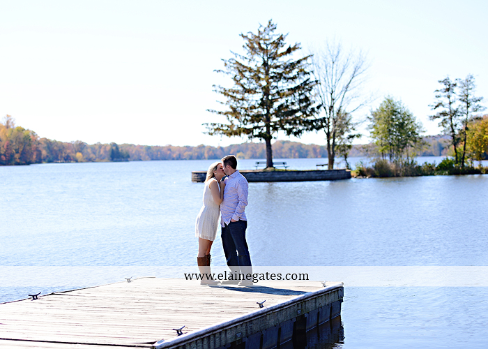 Mechanicsburg Central PA engagement portrait photographer outdoor trees corn field kiss dog dock water pinchot state park canoes ring leaves path grass kt 06