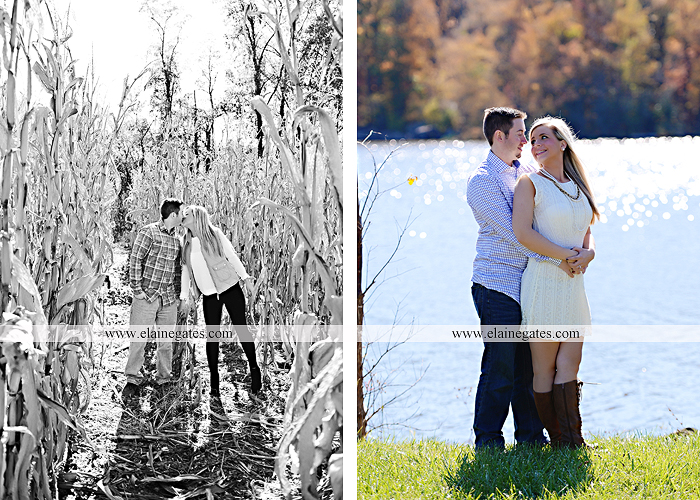 Mechanicsburg Central PA engagement portrait photographer outdoor trees corn field kiss dog dock water pinchot state park canoes ring leaves path grass kt 07