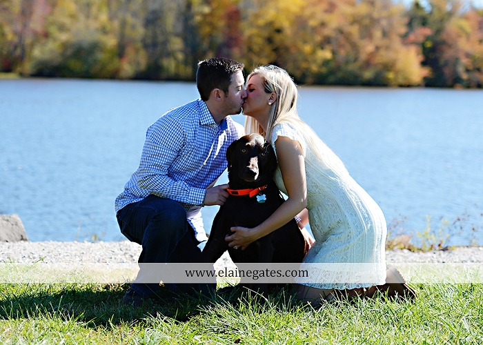 Mechanicsburg Central PA engagement portrait photographer outdoor trees corn field kiss dog dock water pinchot state park canoes ring leaves path grass kt 12
