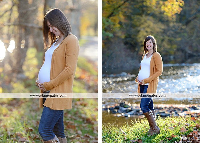 Mechanicsburg Central PA portrait photographer maternity outdoor path trees grass water stream creek kiss holding hands pillow sonogram belly rings jm 5