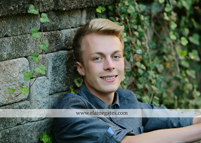 Mechanicsburg Central PA senior portrait photographer outdoor guy male stone wall ivy mums stairs wooden bridge trees grass door leaves path jg 1