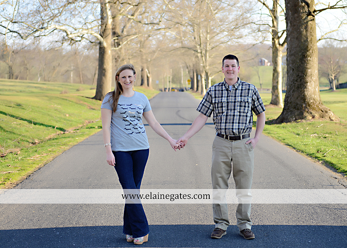 Mechanicsburg Central PA engagement portrait photographer outdoor road fence water steam creek trees sunset motorcycle harley-davidson holding hands kiss cf 01