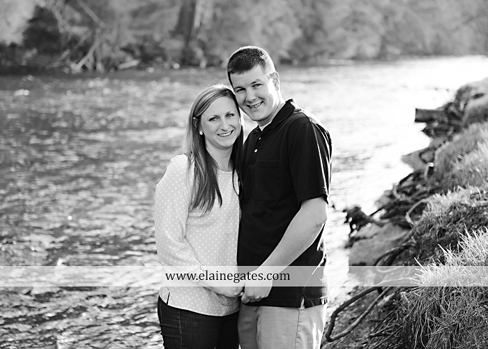 Mechanicsburg Central PA engagement portrait photographer outdoor road fence water steam creek trees sunset motorcycle harley-davidson holding hands kiss cf 06