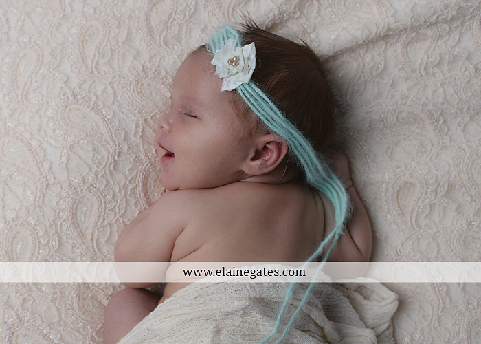 Mechanicsburg Central PA newborn baby portrait photographer girl sleeping indoor blanket bow knit hat pail bowl chair dp 01