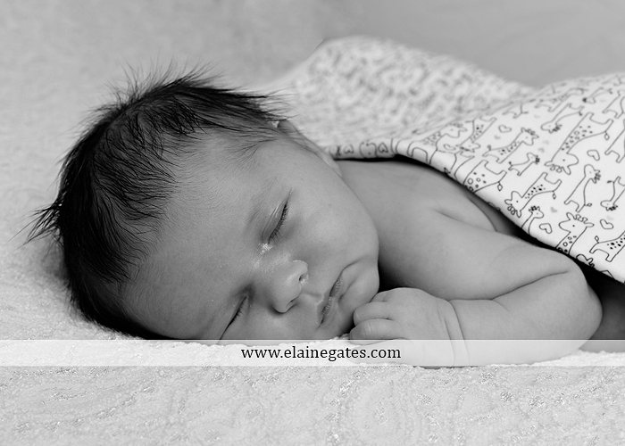Mechanicsburg Central PA newborn baby portrait photographer girl sleeping indoor blanket bow knit hat pail bowl chair dp 02