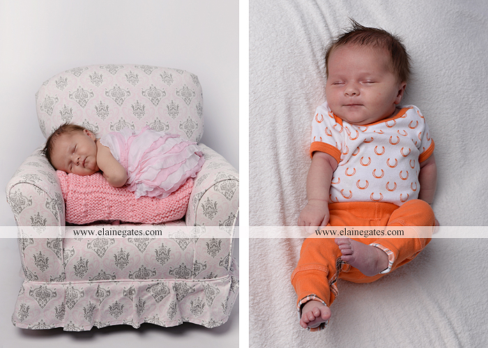 Mechanicsburg Central PA newborn baby portrait photographer girl sleeping indoor blanket bow knit hat pail bowl chair dp 09