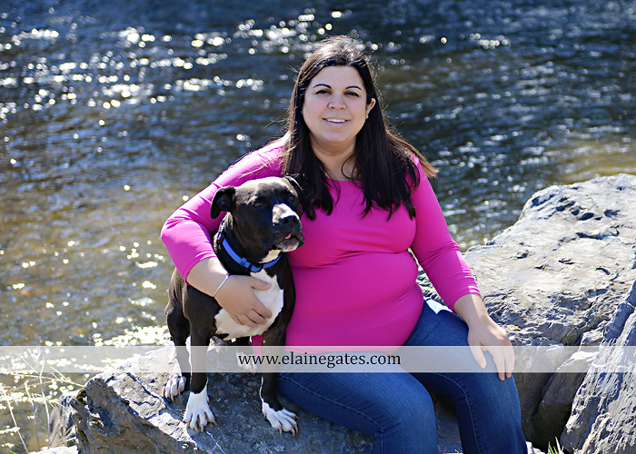 Mechanicsburg Central PA portrait photographer maternity outdoor road field grass trees water stream creek dog holding hands dp 5