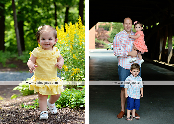 Mechanicsburg Central PA family portrait photographer outdoor children kids mother father grass trees water stream creek rocks covered bridge messiah college wildflowers wooden beams sf11