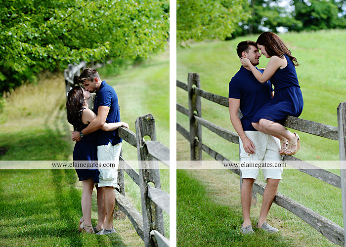 Mechanicsburg Central PA engagement portrait photographer outdoor orchard vineyard trees wildflowers fence field wood wall hug kiss holding hands mustang car aw 06