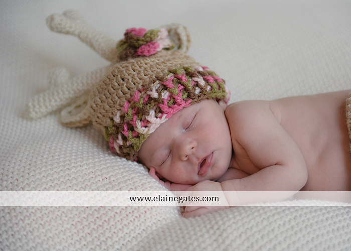 Mechanicsburg Central PA newborn baby portrait photographer girl sleeping blanket knit hat bow pink jb 13