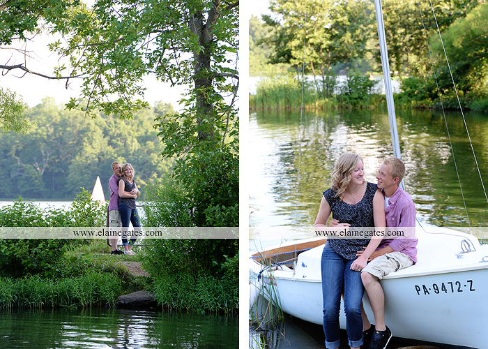 Mechanicsburg Central PA engagement portrait photographer outdoor dock water lake trees path sail boat ring hug kiss canoes pinchot state park ml 5