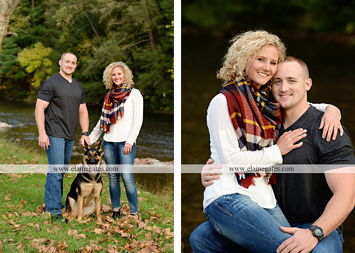 mechanicsburg-central-pa-engagement-portrait-photographer-outdoor-couple-love-hug-kiss-ring-holding-hands-road-field-hay-bale-sunset-tree-fence-water-creek-stream-shore-dog-wildflowers-ce09
