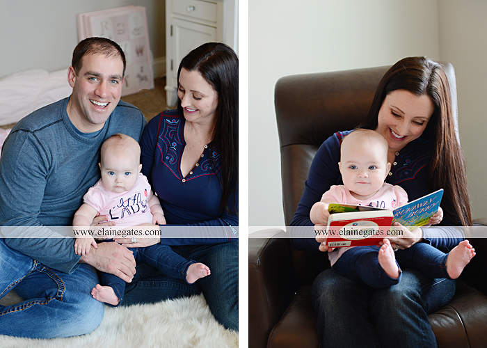 Mechanicsburg Central PA baby child portrait photographer girl indoor hardwood floor rug nursery chair mother father feet toes rb 9