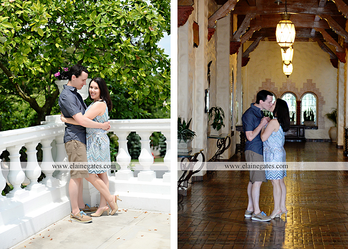 Mechanicsburg Central PA engagement portrait photographer hotel hershey outdoor steps stairs dog grass stone wall pillars hug kiss holding hands fountain water indoor balcony nr 13