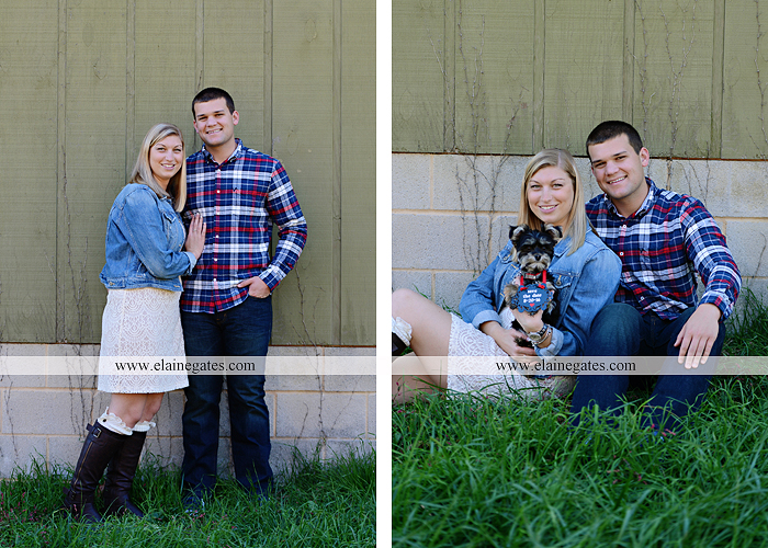 Mechanicsburg Central PA engagement portrait photographer outdoor barn fence field trees leaves dog hockey jersey baseball jersey new york yankees washington capitals bride groom mh 1