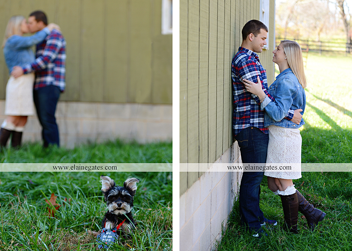 Mechanicsburg Central PA engagement portrait photographer outdoor barn fence field trees leaves dog hockey jersey baseball jersey new york yankees washington capitals bride groom mh 2
