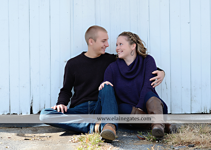 Mechanicsburg Central PA engagement portrait photographer outdoor barn grass trees field truck pumpkin silo path hug kiss ring sm 1