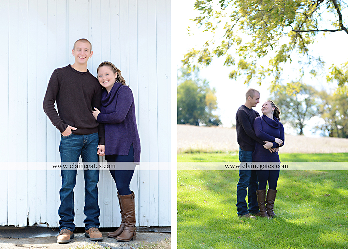 Mechanicsburg Central PA engagement portrait photographer outdoor barn grass trees field truck pumpkin silo path hug kiss ring sm 3