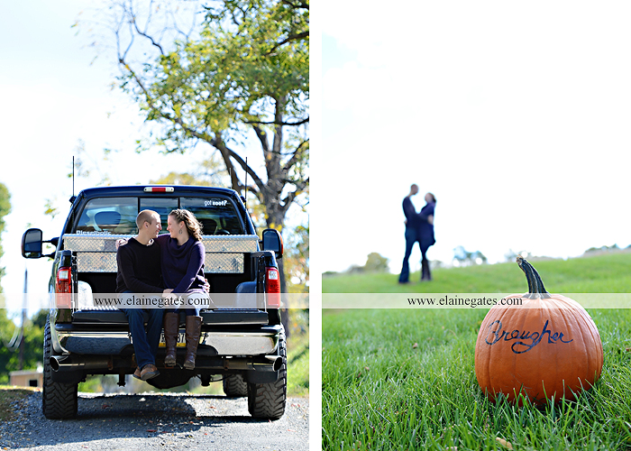 Mechanicsburg Central PA engagement portrait photographer outdoor barn grass trees field truck pumpkin silo path hug kiss ring sm 7
