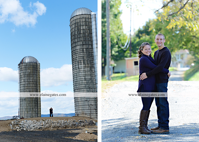 Mechanicsburg Central PA engagement portrait photographer outdoor barn grass trees field truck pumpkin silo path hug kiss ring sm 8