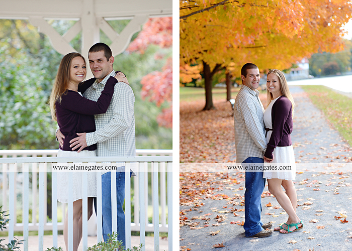 Mechanicsburg Central PA engagement portrait photographer outdoor boiling springs gazebo leaves path trees fence bridge water stream ivy stone steps bricks kiss aj 2