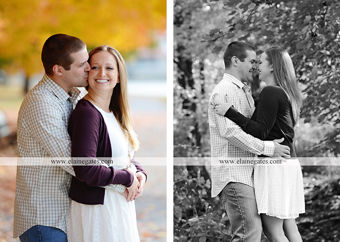 Mechanicsburg Central PA engagement portrait photographer outdoor boiling springs gazebo leaves path trees fence bridge water stream ivy stone steps bricks kiss aj 3