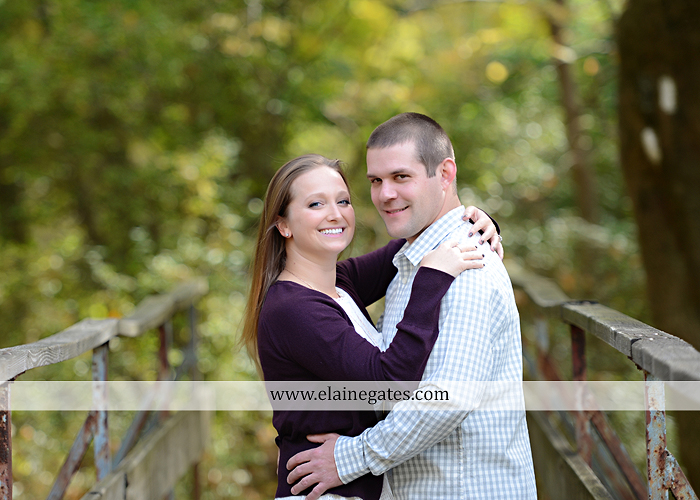 Mechanicsburg Central PA engagement portrait photographer outdoor boiling springs gazebo leaves path trees fence bridge water stream ivy stone steps bricks kiss aj 4