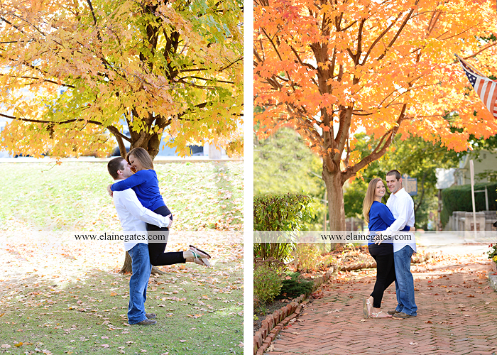 Mechanicsburg Central PA engagement portrait photographer outdoor boiling springs gazebo leaves path trees fence bridge water stream ivy stone steps bricks kiss aj 7
