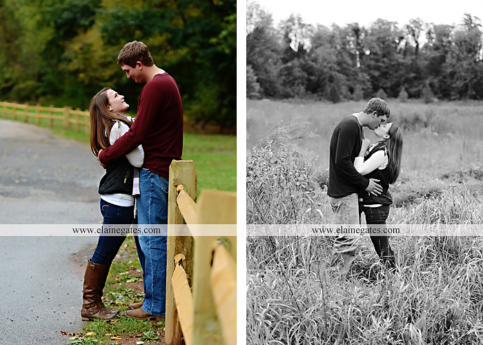 Mechanicsburg Central PA engagement portrait photographer outdoor fence field path fall water creek stream grass rocks shore kiss hug lb 1