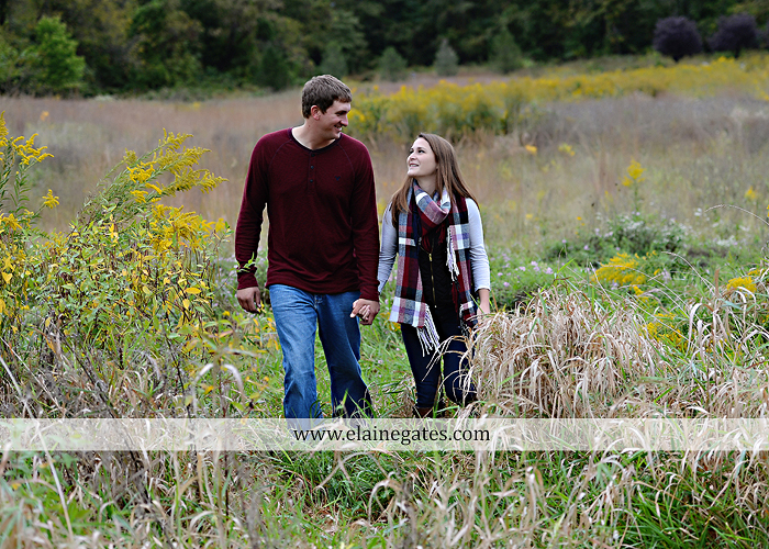 Mechanicsburg Central PA engagement portrait photographer outdoor fence field path fall water creek stream grass rocks shore kiss hug lb 2