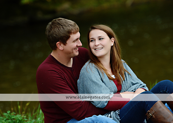 Mechanicsburg Central PA engagement portrait photographer outdoor fence field path fall water creek stream grass rocks shore kiss hug lb 7