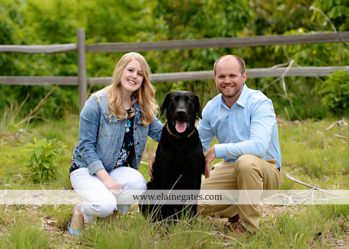 Mechanicsburg Central PA engagement portrait photographer outdoor golf course field grass fence golf cart dog trees flowers kiss holding hands hug bridge kb 03