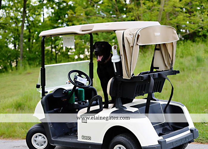 Mechanicsburg Central PA engagement portrait photographer outdoor golf course field grass fence golf cart dog trees flowers kiss holding hands hug bridge kb 06