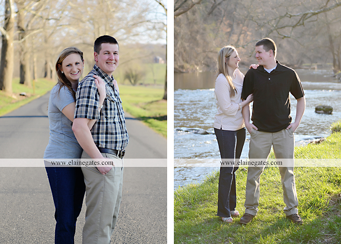 Mechanicsburg Central PA engagement portrait photographer outdoor road fence water steam creek trees sunset motorcycle harley-davidson holding hands kiss cf 03