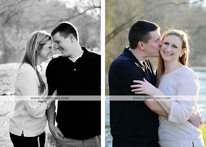 Mechanicsburg Central PA engagement portrait photographer outdoor road fence water steam creek trees sunset motorcycle harley-davidson holding hands kiss cf 04