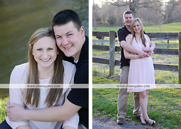 Mechanicsburg Central PA engagement portrait photographer outdoor road fence water steam creek trees sunset motorcycle harley-davidson holding hands kiss cf 07