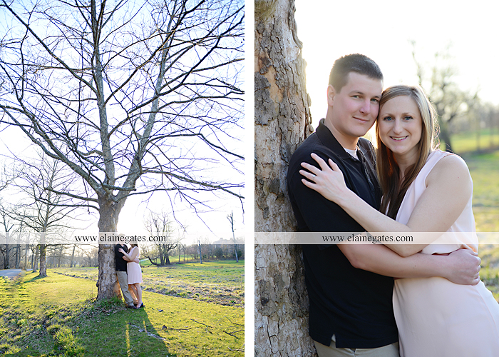 Mechanicsburg Central PA engagement portrait photographer outdoor road fence water steam creek trees sunset motorcycle harley-davidson holding hands kiss cf 08