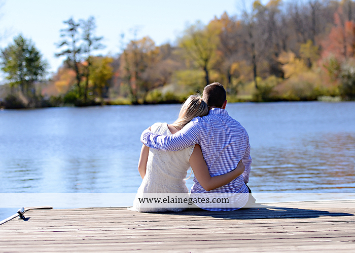 Mechanicsburg Central PA engagement portrait photographer outdoor trees corn field kiss dog dock water pinchot state park canoes ring leaves path grass kt 08