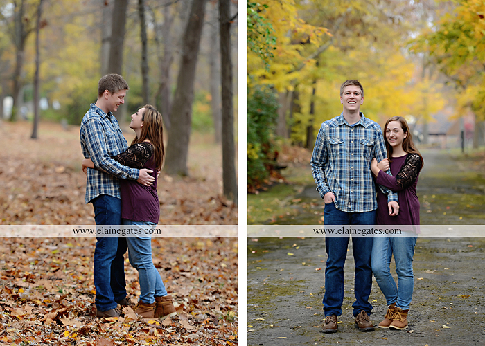 Mechanicsburg Central PA engagement portrait photographer outdoor water river trees leaves rocks dog path pumpkins covered bridge steps stone barn kiss kg 06