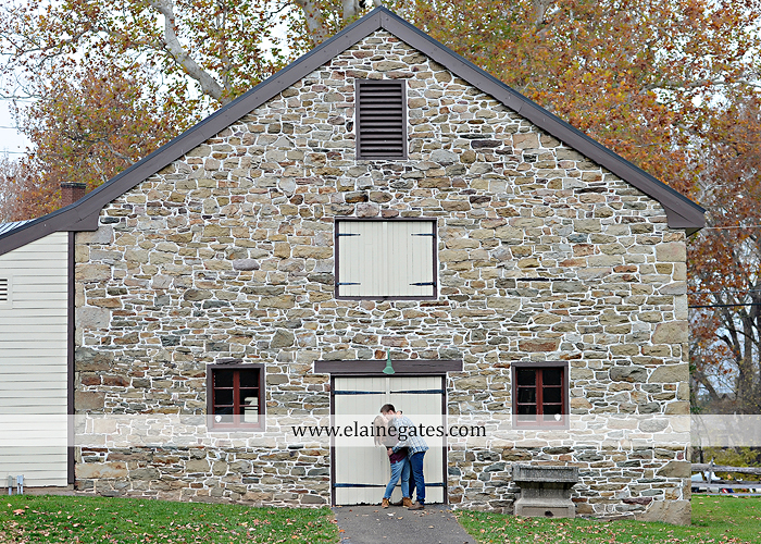 Mechanicsburg Central PA engagement portrait photographer outdoor water river trees leaves rocks dog path pumpkins covered bridge steps stone barn kiss kg 10